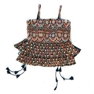 Handmade Indian Mirror Corset Top w/ Sheer Peplum  Festival Boho Goddess Artisan